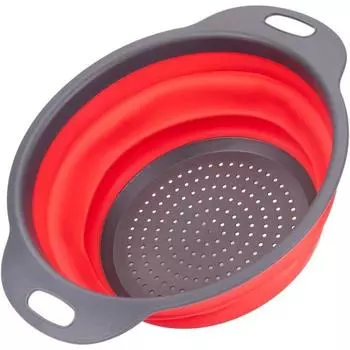 Folding Silicone Drain Basket Collapsible Drainer Space-Saver Fruit Vegetable Washing Basket with Handles Kitchen Storage Tool S синий