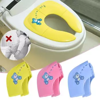 Складное дорожное сиденье для горшка подходит для круглых и овальных унитазов, нескользящие присоски синий