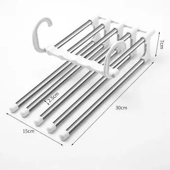 Folding Trouser Rack Retractable Multi-layer Trouse Racks Wardrobe Cabinet Stainless Steel Clothes Storage Hanger Space Saver