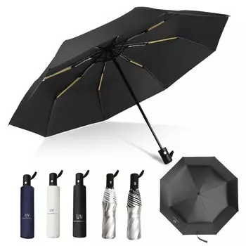 Folding Umbrella with Automatic Heavy Rainy Ultra Folding Light Heat UV Suitable for Sun and Folding Umbrella for Men and Storage Pouch Included чёрный