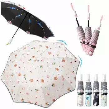 Folding Umbrella with Automatic Safety UV Light Heat Suitable for Sun and Rounded Reflective 8 Double Water UV Sun Heat Rainy Season Typhoon