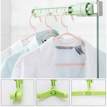 Folding Wall Mount Clothes Hanger Wall Mounted 5-Hole Hanger Punch-Free Bathroom Space Saving Clothes Hangers 5-Hole Drying Rack синий
