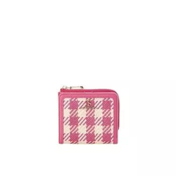 Folding Wallet Gingham Check Minimal Wallet Pink [Samantha Vega] Wallet/Mini Women s