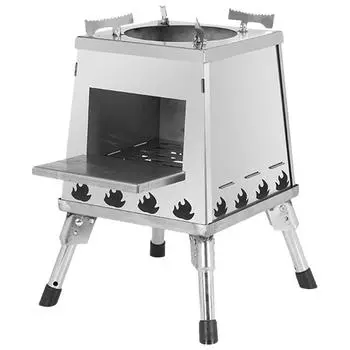 Складная дровяная печь из нержавеющей стали для кемпинга, дровяная печь для пикника, походов, кемпинга, дровяная печь серебряный