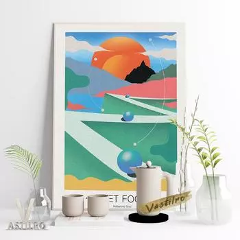 Фолк-группа Fleet Fox, промо-тур, рекламный плакат с абстрактной геометрией, пейзаж, художественный принт, настенная наклейка, бар, бар 21cm30cm NoFrame