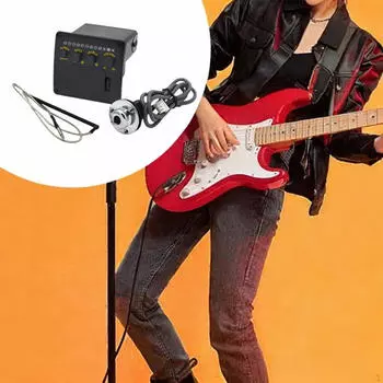 Folk Guitar EQ Pickup 2 Band Preamp Accessories 6.35mm Audio Output Jack Акустические гитары Универсальные