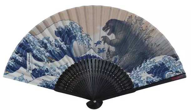 Folkart GODZILLA folding fan 36 views of Mount Fuji Large monster illustration 8510 (Godzilla)