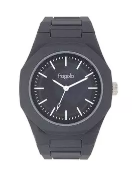 [Follow] Fragola Watch N02624S-2 BK Women s Black Octagonal Bezel Plastic Watch