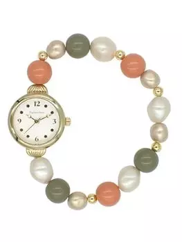 [Follow] Watch Kalanchoe Chocolate Beads Watch N03222A-5 PK/GN Ladies Multicolor