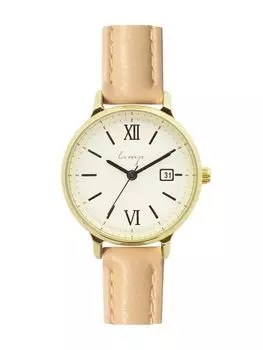 [Follow] Watch Lamp Simple Belt with Date H03419A-1 BE Women s Beige