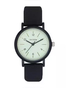[Follow] Watch TEA SPOON Round Rubber Belt Watch N04721A-1 BK/MT Women s Black