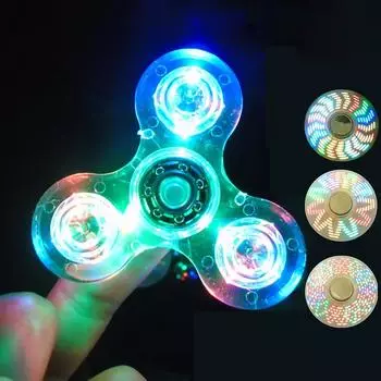 Folulus Crystal LED Light Finger Gyro Игрушка для облегчения тревоги Игрушки для детей и взрослых 9*9*2cm