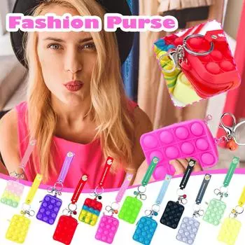 Folulus кошелек для монет брелок на палец пузырь музыкальная декомпрессионная игрушка сумка кулон One Size
