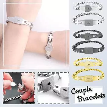 Folulus Модный творческий браслет для пары Love Lock Титановый стальной браслет Ключ Набор One Size