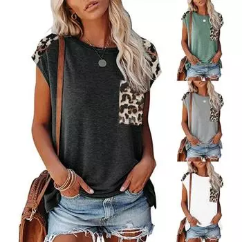 Folulus Женская повседневная модная летняя футболка с короткими рукавами и принтом