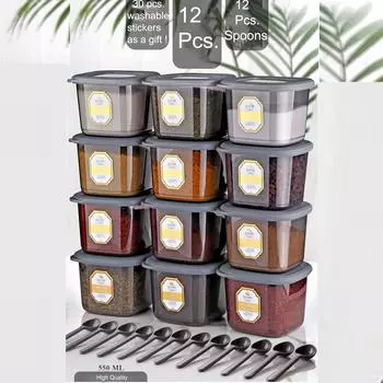 Foly Poli Square Набор контейнеров для хранения пищевых продуктов из 12 маленьких 0,55 л