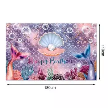 Фон для дня рождения русалки для детей, девочек, день рождения, украшения для вечеринок, тканевый фон, баннер, подвесной фотофон 180*110 см