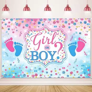 Фон для фотосъемки Baby Footprint Baby Shower для фотосъемки Синий Розовый Фон для вечеринки по случаю дня рождения для мальчиков и девочек Товары для вечеринки