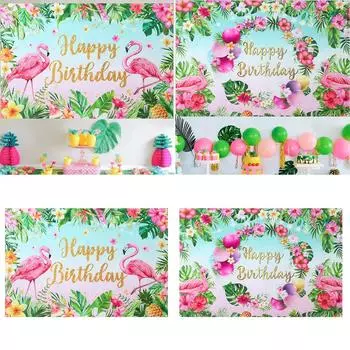Фон для фотосъемки тропических гавайских фламинго на берегу моря, украшение для дня рождения, летний фон для тематической вечеринки на Гавайях