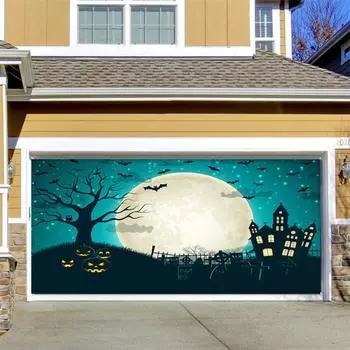 Фон для Хэллоуина, баннер, тонкое мастерство, украшения для гаражных ворот, жуткий баннер для вечеринок для использования в помещении и на открытом воздухе 480x210cm