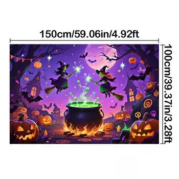 Фон для Хэллоуинской вечеринки Ведьмин лес Полиэстер для фотобудки,Праздничное мероприятие,Празднование,Настенный декор 150*100cm/59*39in/5*3ft