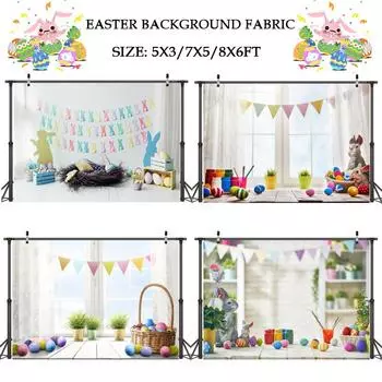 Фон для пасхальной вечеринки, фон для фотосъемки с кроликом, цветные яйца, реквизит для детской фотостудии A-1.5x1m