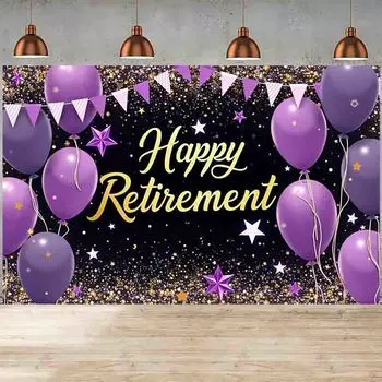 Фон для украшения вечеринки по случаю выхода на пенсию, золотой блестящий воздушный шар, поздравления с семьей, фотография, фон для фотостудии