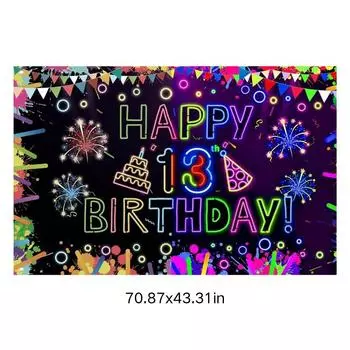 Фон для вечеринки Полиэстер Неоновые украшения для дня рождения С 13-летием для мальчиков разноцветный