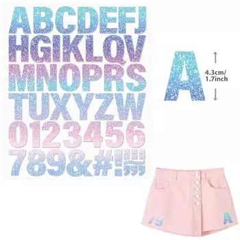 Фон неба Буквы Нашивки Термоклей DIY Термопресс Аппликация Толстовки Футболки Parches Ropa Одежда Наклейки Parches