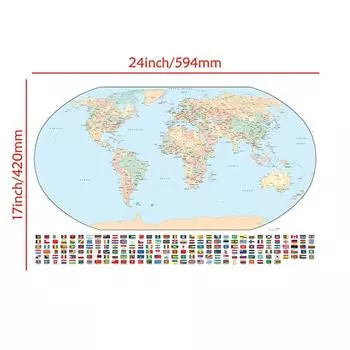 Фон в виде карты мира с национальными флагами, для вечеринок в стиле путешествий, образовательный декор, фон для фотосессии, домашний декор A2-59*42cm