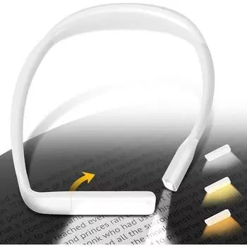 Фонарь для чтения на шее, перезаряжаемый через USB, лампа для чтения книг, рождественские подарки на день рождения, портативный фонарик для книг, рыболовный фонарик белый