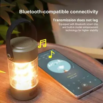 Фонарь для кемпинга с динамиком и штативом, совместимый с Bluetooth, с возможностью зарядки через USB, водонепроницаемый, портативный, подвесной, для походов и палаток