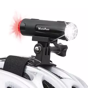 Фонарь для велосипедного шлема 2 в 1, фара для велосипедного шлема, задний фонарь, переднее и заднее освещение для велосипеда, перезаряжаемый, предупреждение на 360 °, IP66, водонепроницаемый, поворотный через USB чёрный