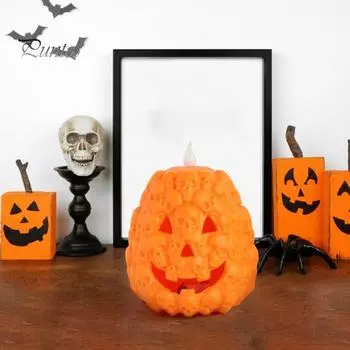 Фонарь из тыквы на Хэллоуин, работающий от батареек, светодиодная подсветка, украшение из тыквы, праздничная атмосфера, декор для вечеринки на Хэллоуин pumpkin