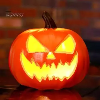 Фонарь из тыквы на Хэллоуин, работающий от батареек, пластиковая статуя тыквы, светящаяся лампа из тыквы, украшение домашнего стола на Хэллоуин Round