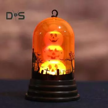 Фонарь из тыквы на Хэллоуин со светодиодной подсветкой, череп, тыква, кошка, лампа в банке, центральный элемент стола на Хэллоуин, ночник, уличный фонарь, декор Skull