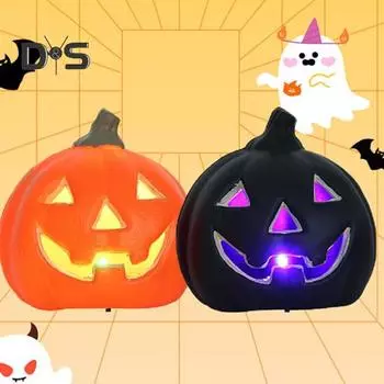 Фонарь из тыквы на Хэллоуин, украшение на батарейках, полая пластиковая тыква, украшение для наружного внутреннего декора оранжевый