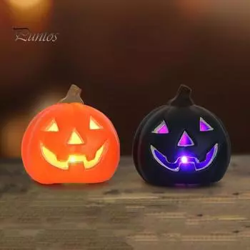 Фонарь из тыквы на Хэллоуин, украшение на батарейках, полая пластиковая тыква, украшение для наружного внутреннего декора оранжевый