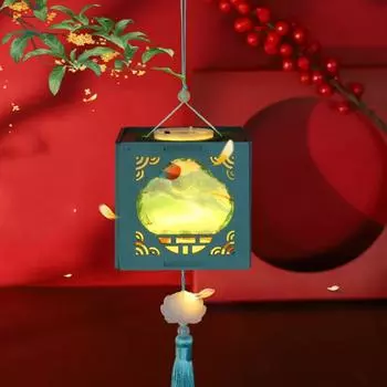 Фонарь-куб Древний мультяшный фонарь DIY Материал Фонарь Праздника середины осени Фонарь-кролик Цветок C