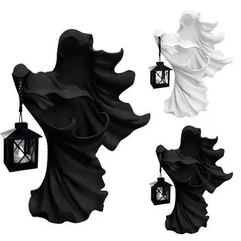 Фонарь Призрак Посланник Ада Призрак с фонарем Ведьма Украшение Лампа Смола белый