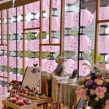 Фонарь с изображением цветущей вишни, зимний дынный фонарь, водонепроницаемый праздничный фонарь, подвесной фонарь на Рождество S-Elongated