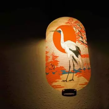 Фонарь в японском стиле Укиё-э Журавль-кои Традиционный бумажный фонарь Декор для паба в ресторане Изакая Рекламный знак Новогодний декор 15x28cm