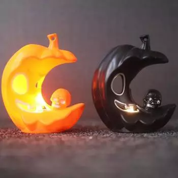 Фонарь в виде тыквенного черепа, подвесной светильник с рассеянным светом, реквизит для фестиваля, украшение на Хэллоуин, светодиодная тыква Moon оранжевый