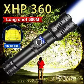 Фонарь высокой мощности XHP360 светодиодный фонарик самозащитный фонарь водонепроницаемый фонарь зумируемый фонарик дальнего действия A-flashlight