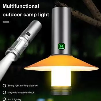 Фонарик для кемпинга с длительным сроком службы батареи, высокая яркость, портативный магнитный дизайн с ручкой, вспомогательный светильник для ремонта автомобиля Warm light