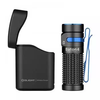 Фонарик OLIGHT Baton 4 Kit, 1300 люмен, в комплекте чехол для зарядки, маленький, мощный, плавная регулировка яркости, фонарик, ручной фонарь, подзарядка