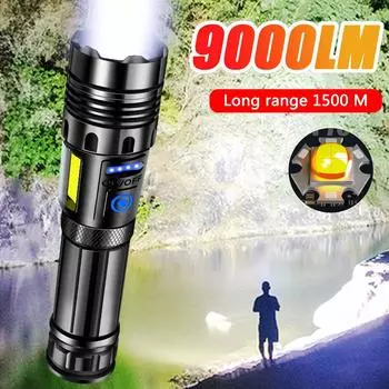 Фонарик P70 Зарядка через USB COB Красный боковой свет Выход зума Зарядка мобильного телефона Интеллектуальный дисплей питания Портативный светильник