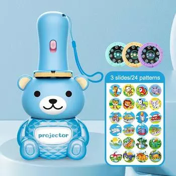 Фонарик-проектор с изображением медведя, многоцветная проекция, фонарик-головоломка, игрушка-мини-проектор для детей, рождественский проектор для раннего образования
