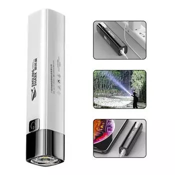 Фонарик с USB-кабелем для зарядки, сверхяркий светодиодный маленький фонарик, 3 режима освещения, мини, 2 в 1 1 PCS белый