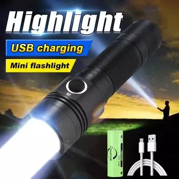 Фонарик T6 Wick Домашняя Маленькая Ручная Лампа Высокая 10000LM Водонепроницаемый Фонарь Мощный Яркий Свет A-Flashlight